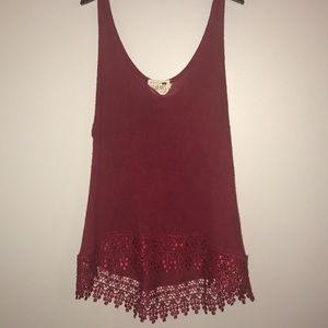Red Tank with Lace Details